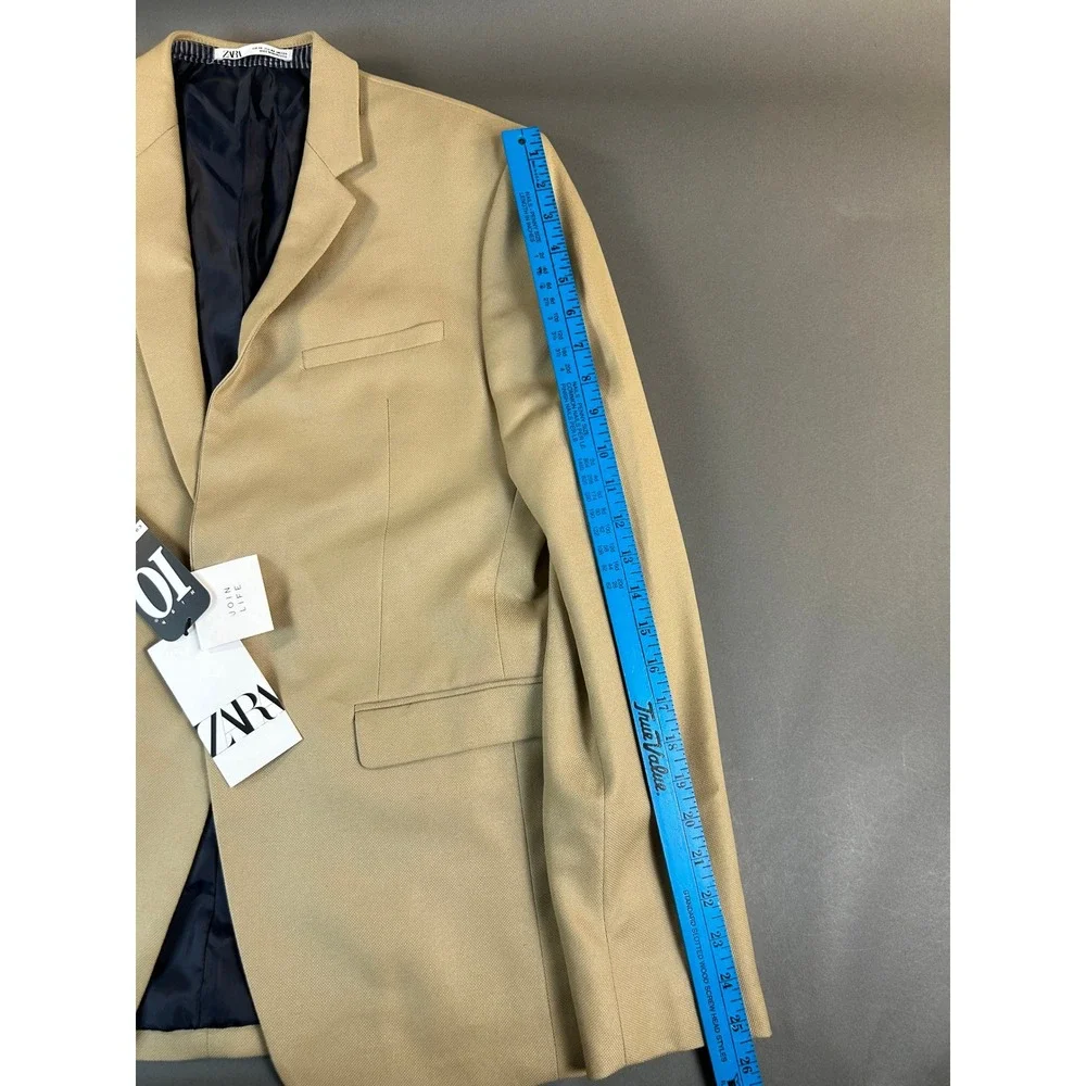 Zara Man Tan Cool Comfort Blazer Jacket Two Button Tailored Fit Size 40 NEW